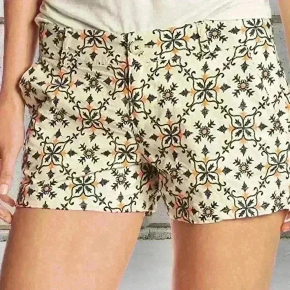 Lucky Brand Women’s Blue and Bright Orange Embroidered Cotton Shorts Size 30